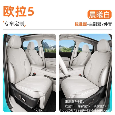 Suitable for Ora 5 seat Seat cushion, seat cover - dawn-white7-piece-set-driver-and-passenger-seat-mats-backrest-cushion-headrest-cushion-euler-5