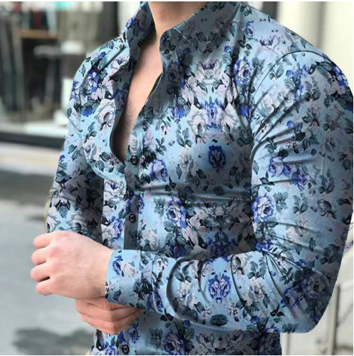Casual Occasion Wholesale Men's Streetwear Ditsy Floral Long Sleeve Men's Tops
