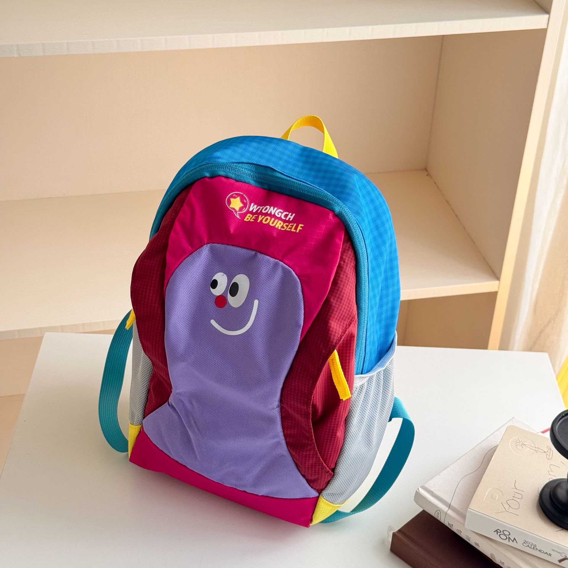Caricatura encantadora mochila escolar de estilo contraste de color para niños y niñas viajar mochila de viaje de gran capacidad mochila infantil