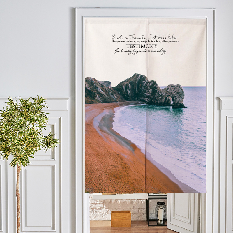 Modern Simple Cotton and Linen Style Door Curtain Fabric Hanging Curtain Bedroom Home Kitchen Bathroom Partition Curtain Wholesale
