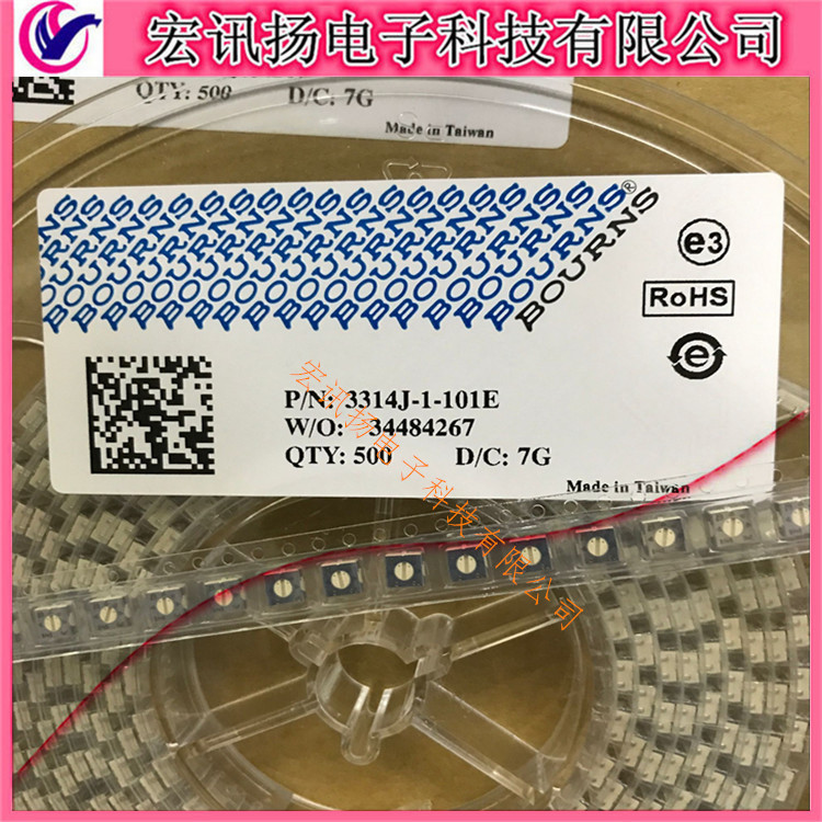 3314J-1-101E BOURNS 3314J-100R 可调电位器 体积4.5X4.5