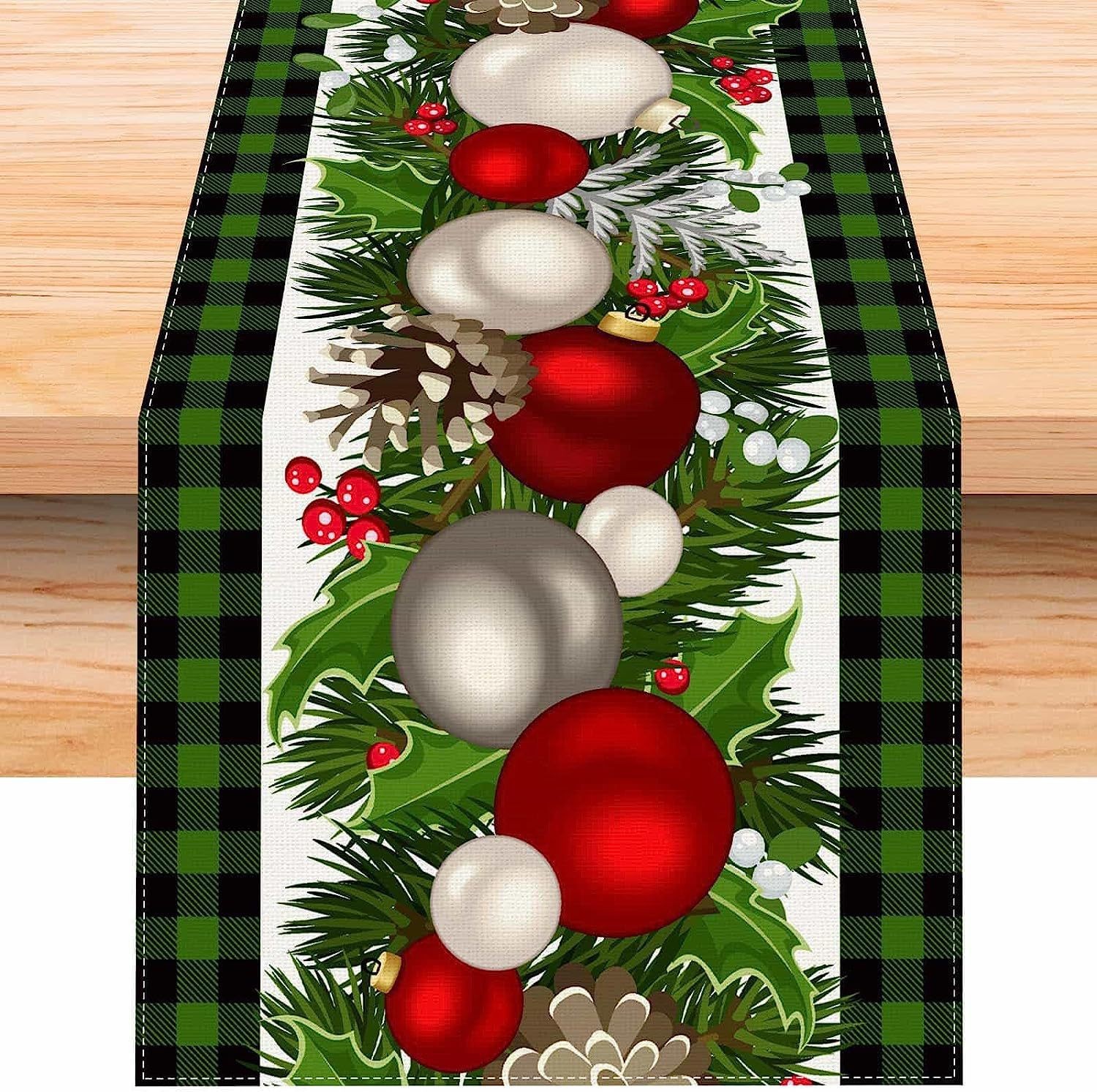 Transfronterizo TEMA DE Navidad de impresión corredor de mesa ambiente de vacaciones decoración árbol de Navidad muñeco de nieve patrón de tela de mesa al por mayor image 15