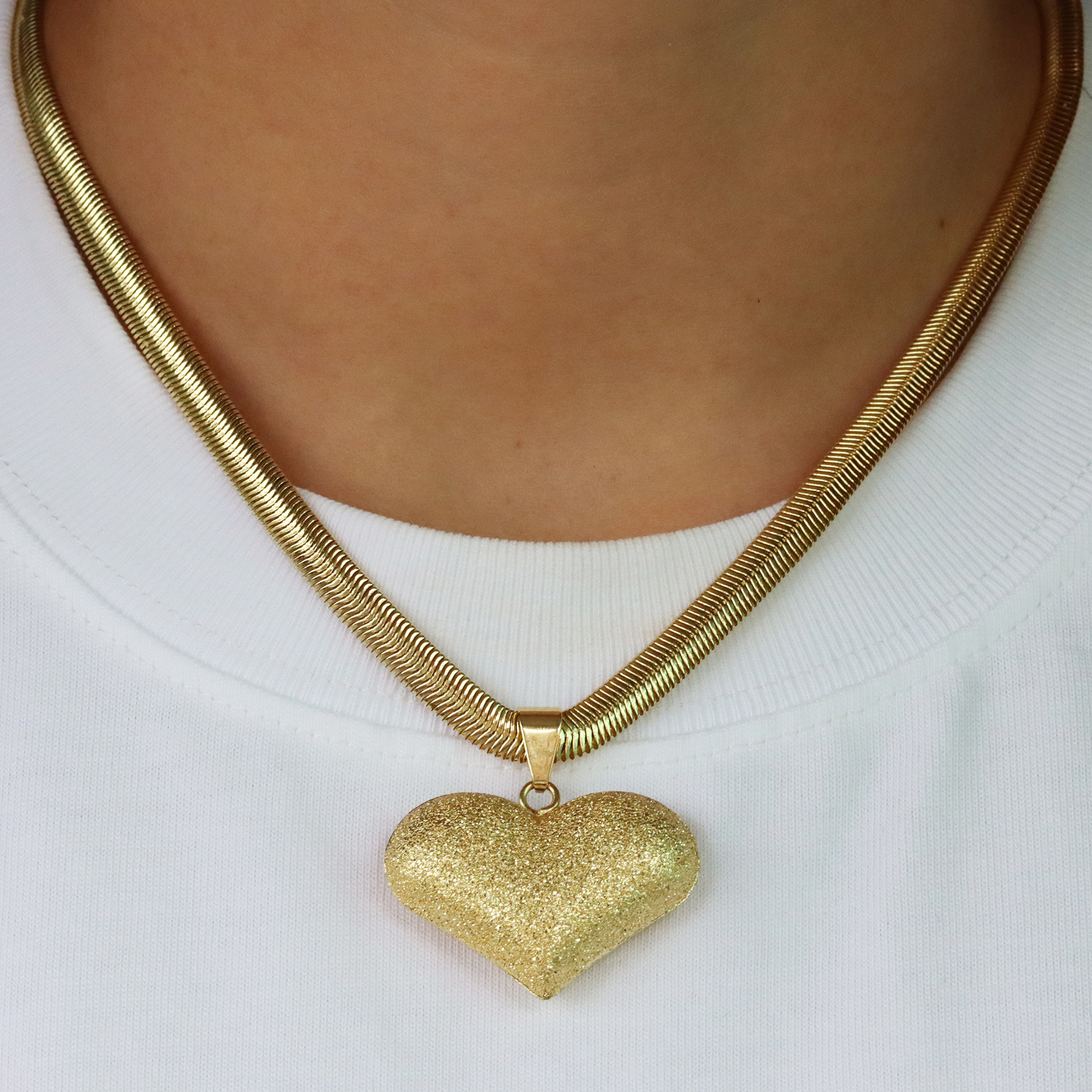 Pendant Necklace Classification Copper Chain Material Copper Simple Style Classic Style Plating Heart Shape Pendant Necklace