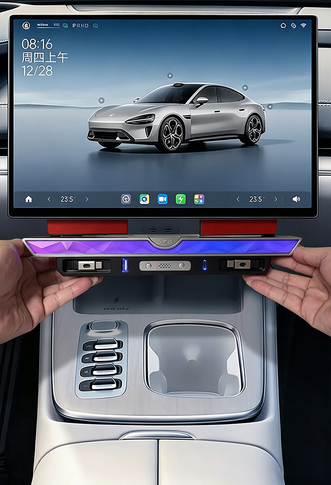 Suitable for Xiaomi's New Su7 Car Charger Docking Station Crystal Fragrance System Aromatherapy Typec Super Fast Charging