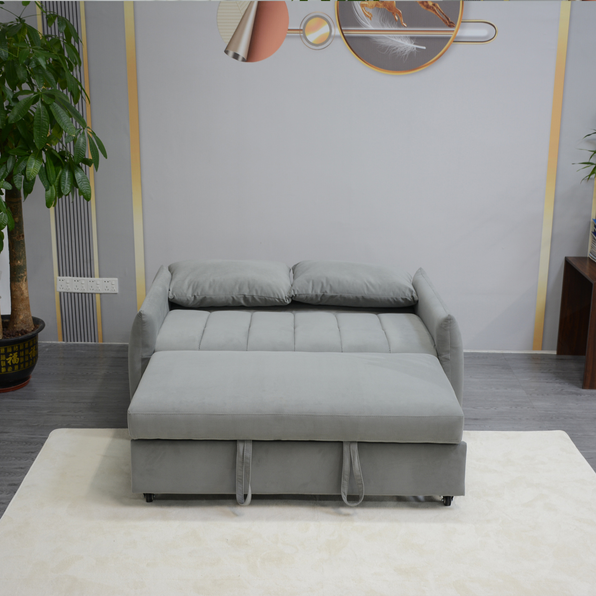 Sofá de tela de respaldo alto de estilo crema, sofá de apartamento pequeño de lujo ligero, simple y moderno