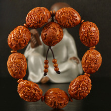 佑鉴苏工橄榄核雕手串手工雕刻九龙戏珠文玩男款大籽短圆橄榄胡手