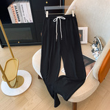 300斤特大码女装胖mm黑色韩版高腰休闲阔腿裤2025春秋新款直筒裤，女装休闲裤，变形策服饰
