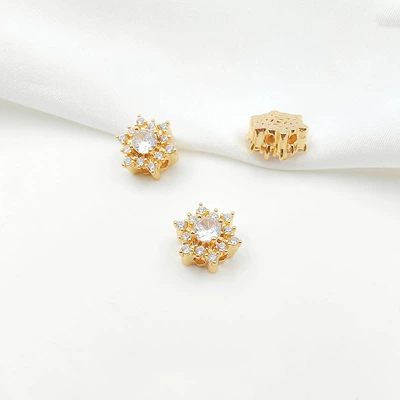 Spacer Beads Handmade Double-Row Pearl Zərgərlik ara hissələri - style-3-white-zirconium-113mm-gold