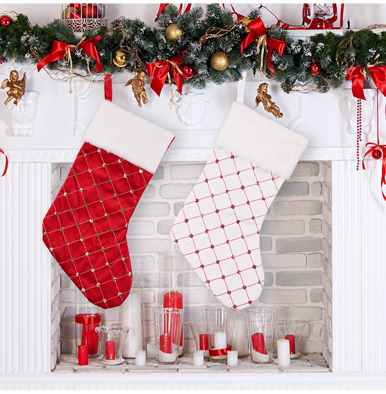 Christmas Decoration High-end Christmas Stocking Red Christmas Stocking Gift Bag Tree Hanging Gift Socks_voghion.com