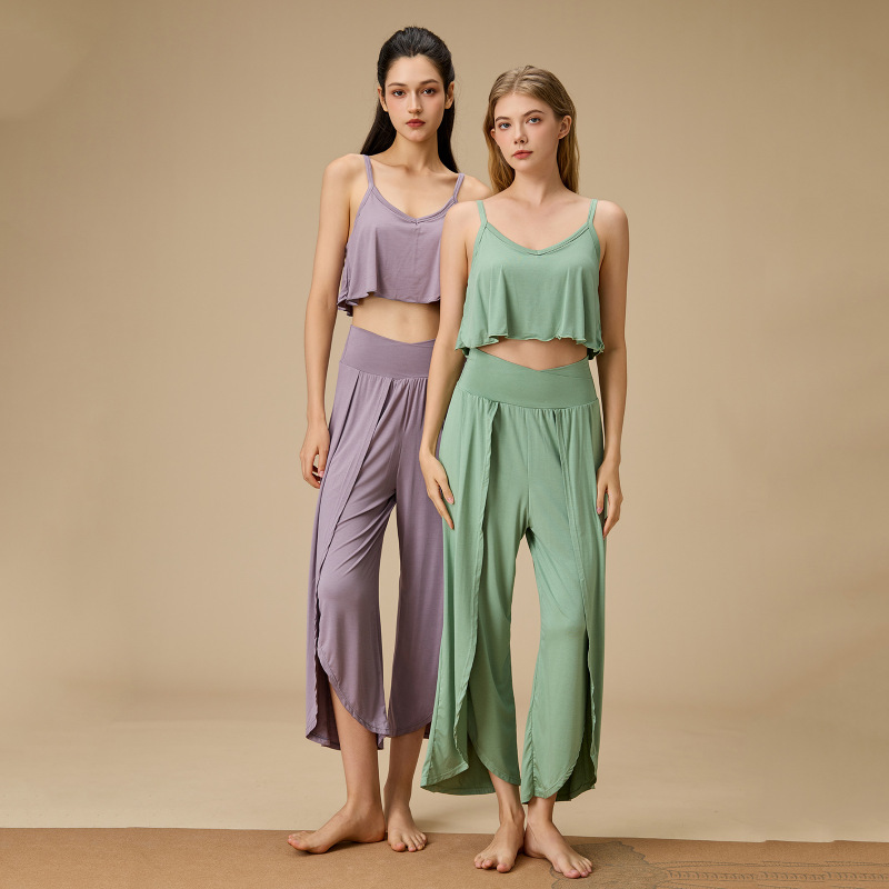 Pilates Sports Yoga Suit for Small People, Can Be Worn Outside, Relaxed Feeling, Insight Flow, Loose Yoga Fitness Two-Piece Set