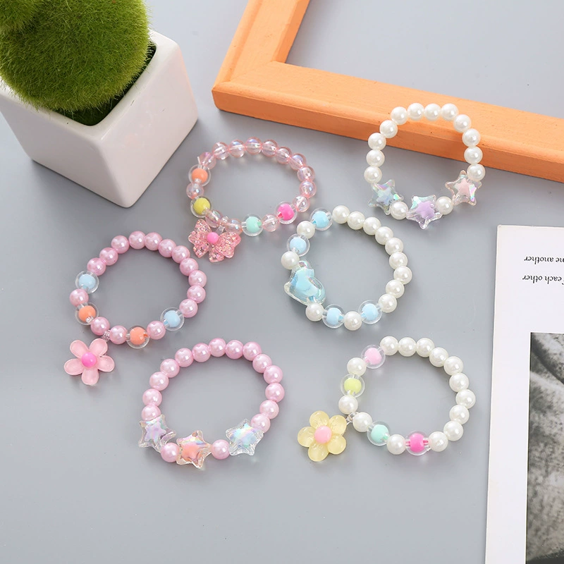 Детский браслет с бисером ручной работы корейская имитация жемчуга маленькая девочка ручная шампур оптом любовь звезды милый браслет для детей