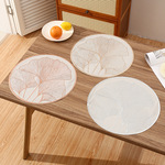 跨境法式圆形PVC餐垫创意银杏叶轻奢餐厅隔热垫防烫高级西餐垫