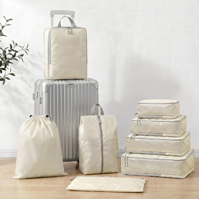 Travel storage bag, compressed nine-piece set for toiletries, clothes, luggage, Oxford cloth waterproof tote bag, packing bag