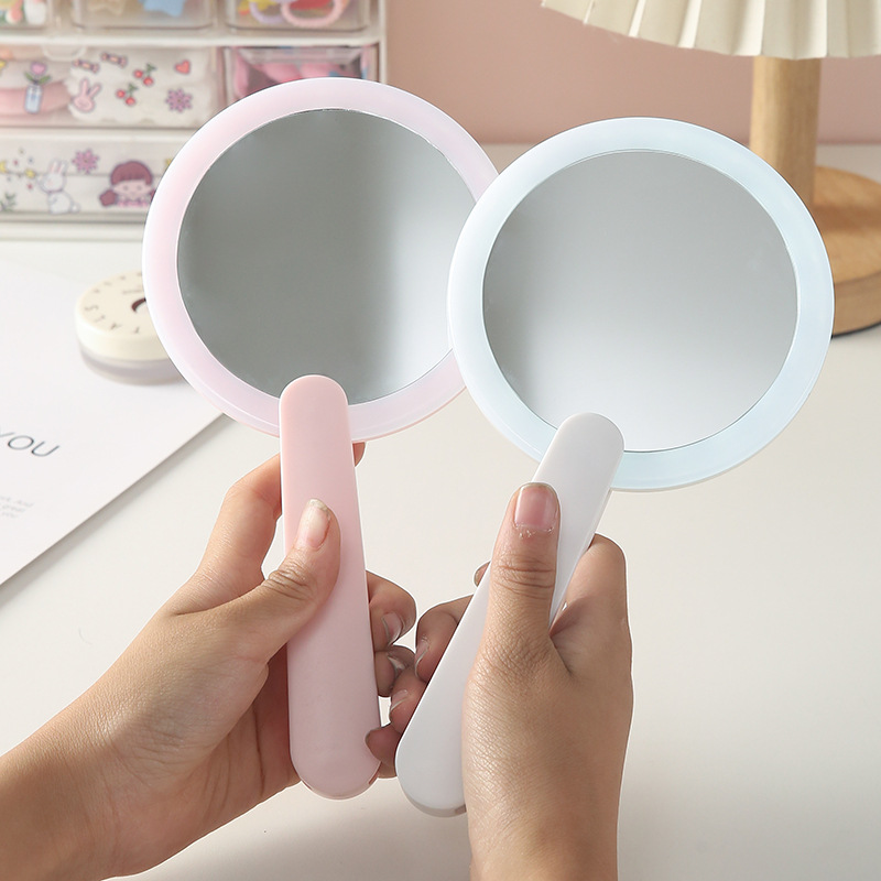 Espejo de maquillaje LED con lámpara de mano de mujer pequeño espejo luminoso portátil mini espejo de maquillaje dormitorio de estudiantes espejo de luz