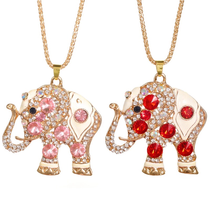 New Rhinestone Elephant Pendant High Quality Stainless Steel Chain Women Street Style Accessories Fashion Necklace
