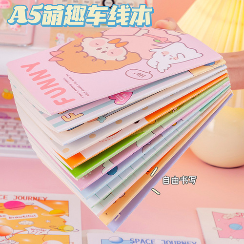 High-looking 32K soft copy wholesale cartoon cute A5 line notebook primary school students homework diary notepad