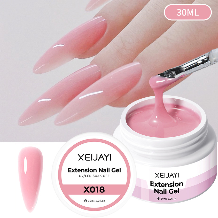 Pegamento de esmalte de uñas al por mayor Poly Gel Crystal pegamento de extensión 30ml pegamento de fototerapia bandeja sin papel Jelly Glue para salón de uñas