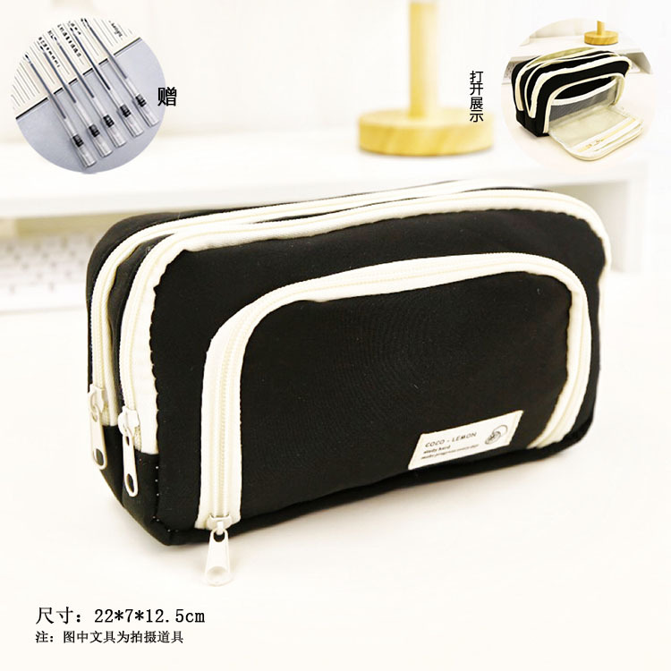 Caja de papelería de gran capacidad multifuncional de gran capacidad japonesa y estudiantes de secundaria en el nicho de viento simple bolsa de lápiz