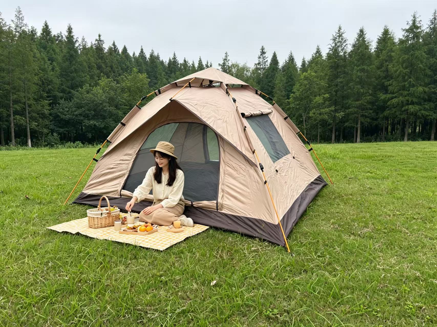 Tent Camping Tent Automatic No-Setup Required 3-4 Person Mosquito-Proof Sun Protection Portable Beach Camping Single-Person Hiking Gear
