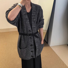 韩系纯羊毛毛衣女秋季外套宽松针织开衫25新款女装百搭中长款上衣