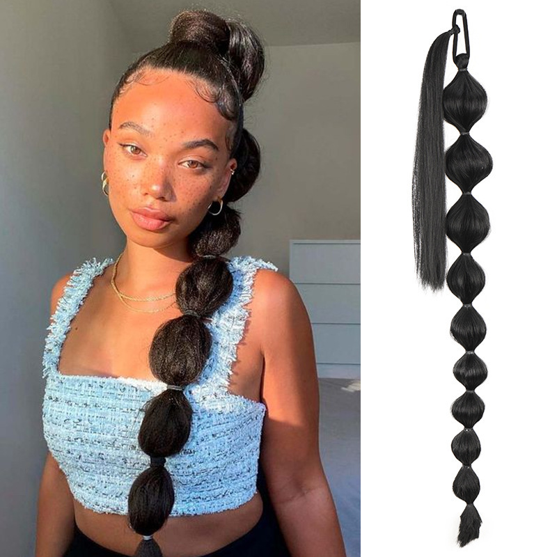 Wrap-Around Lace-Up Lantern Bubble Braid Ponytail Cross-Border Trade High Ponytail Extended Bubble Braid Wig Wrap-Around Lace-Up Lantern Bubble Braid Ponytail Cross-Border Trade High Ponytail Extended Bubble Braid Wig