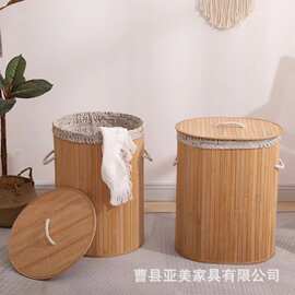 厂家供应竹制编织脏衣篮客厅沙发玄关储物筐多功能大容量脏衣篮