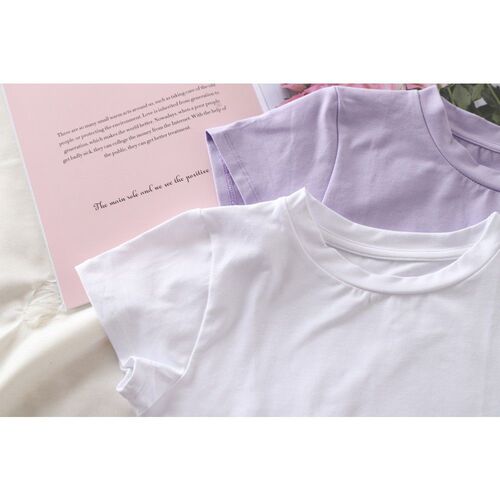 American-style basic retro solid-color small round neck elastic short-sleeve tight T-shirt half-sleeve belly-baring base top