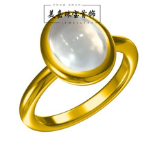 新中式925银简约蛋形天然水沫玉戒指女式时尚热卖直播饰品