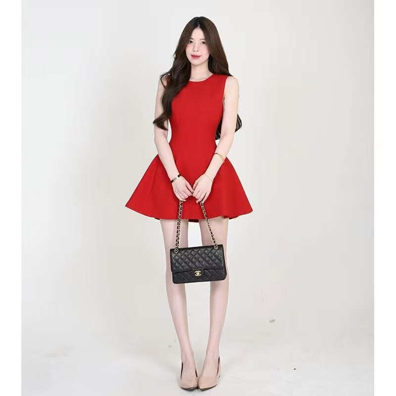 舒胡蕾生日裙【无袖版夏季薄料西装短裙显瘦收腰女装无袖连衣裙|undefined