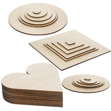 木板激光切割雕刻椭圆几何圆形方形异形木片模型DIY手工绘制涂鸦