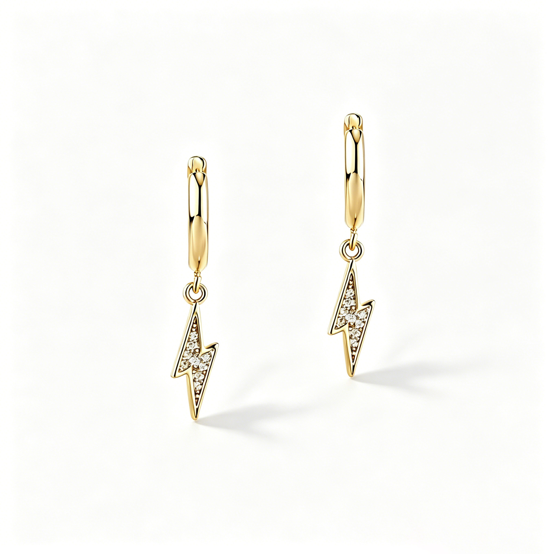 Inlaid Diamond Lightning Hoop Earrings Fashion Versatile Studs_voghion.com