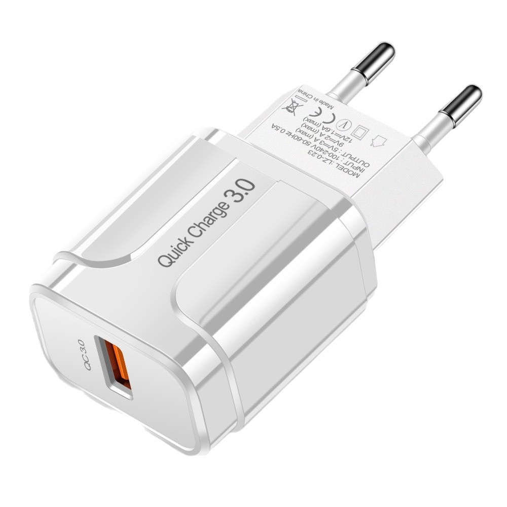 Cargador qc 3.0 carga rápida usb negro estándar europeo cabezal de carga 3.0 cargador rápido 18w cabezal de carga flash
