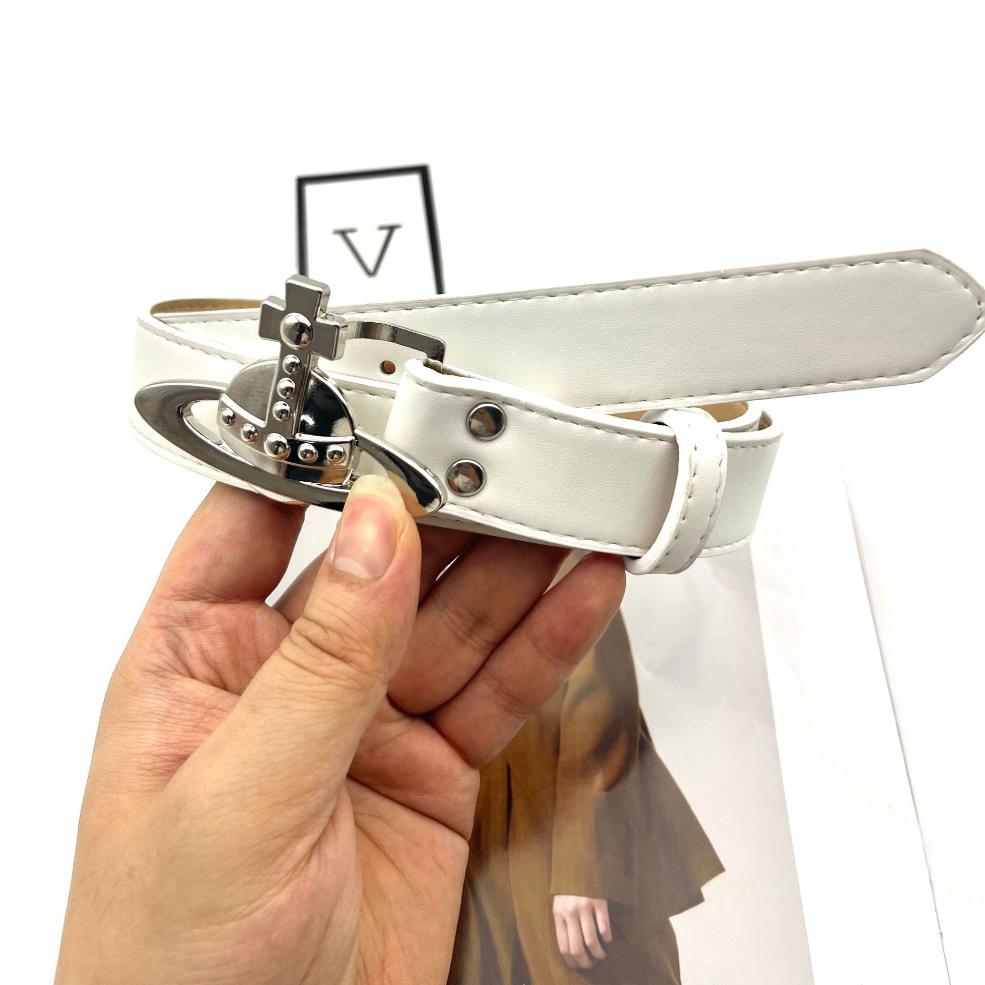 Nicho clásico Saturno hebilla casual cinturón unisex ins moda decorativa falda pantalones cinturón moda