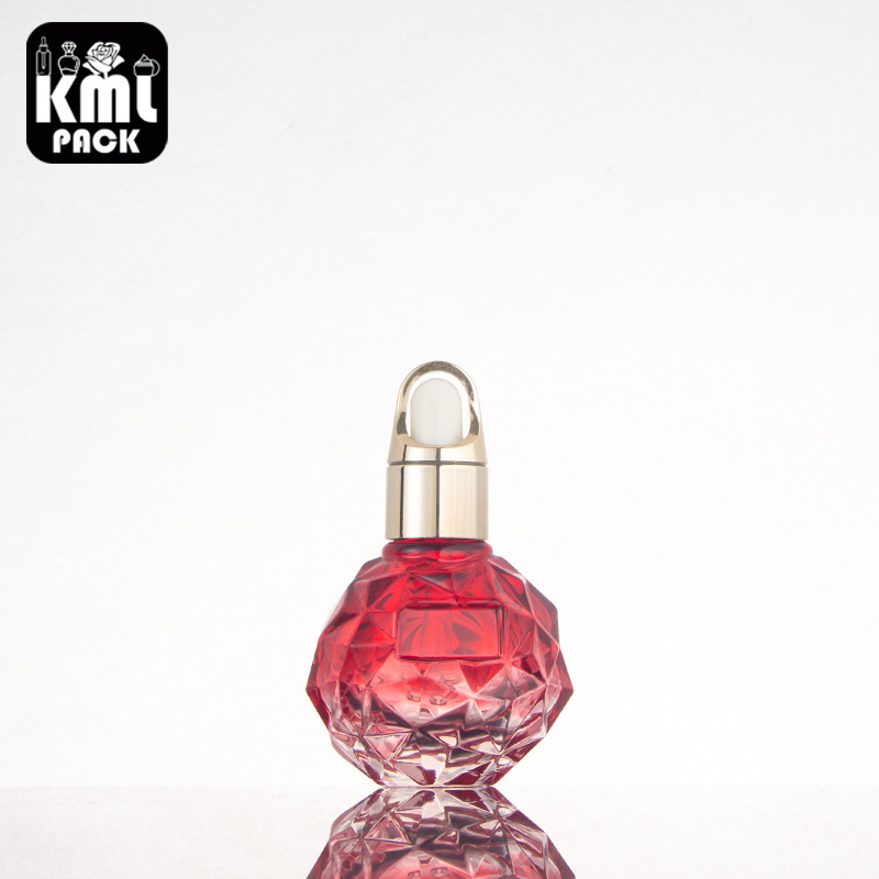 新款便携30ml榴莲滴管瓶 玻璃香水精油花篮盖喷雾瓶空瓶子