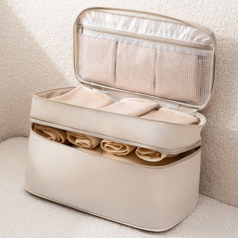二層下着バッグ、出張ブラジャーバッグ、防水トイレタリーバッグ、ポータブルクラウド収納バッグ、大容量整理バッグ|undefined