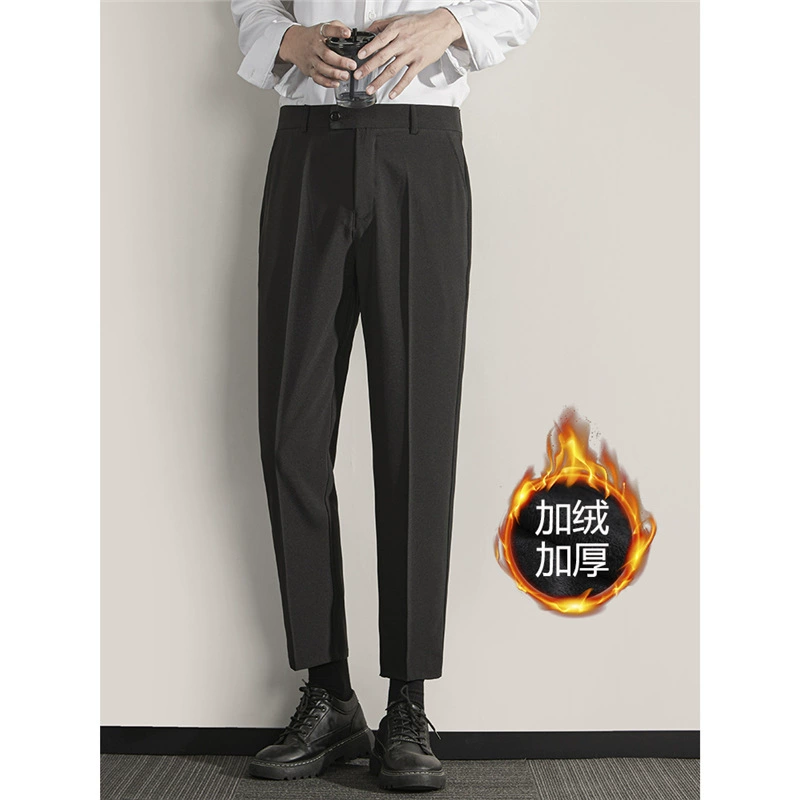 Осенние и зимние плюшевые брюки мужские прямые вертикальные брюки