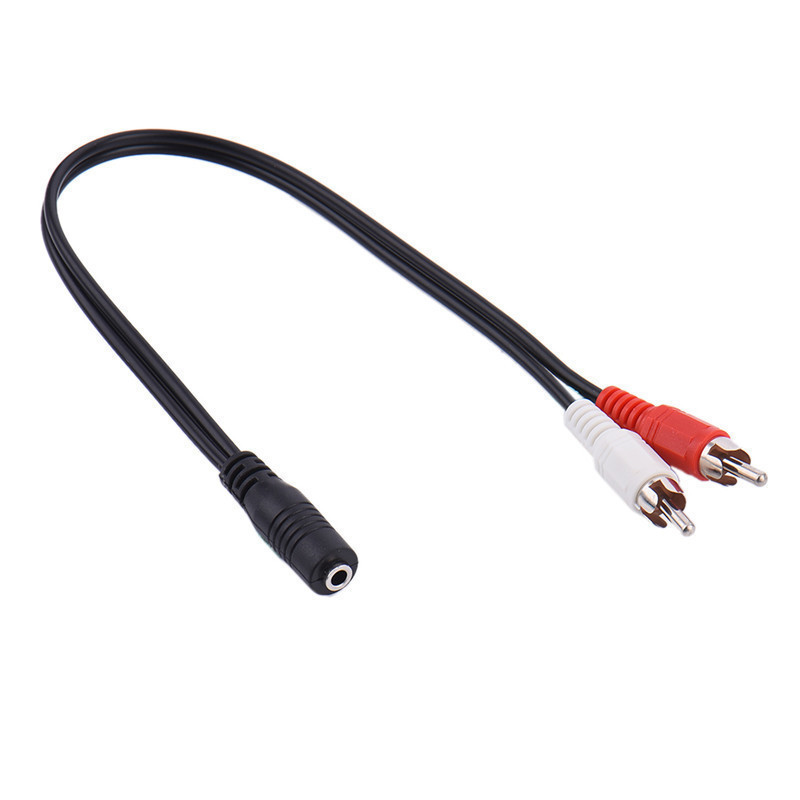 3.5mm female to double Lotus male audio head double Lotus to 3.5 female TV headset AV cable adapter