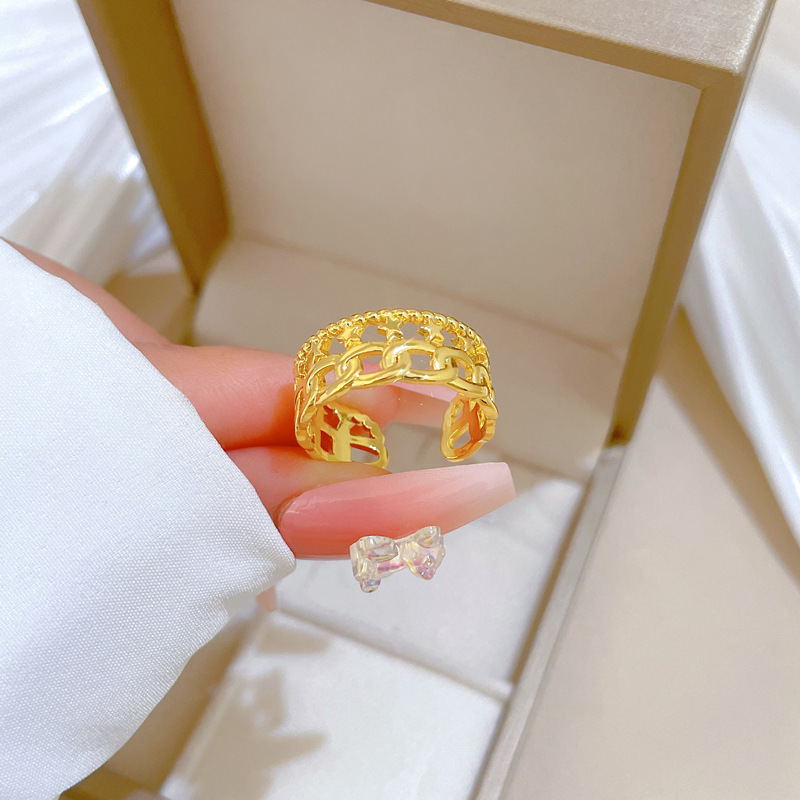 Anello minimalista con catena, regolabile, gioiello semplice, anello giapponese, anello di coppia_voghion.com