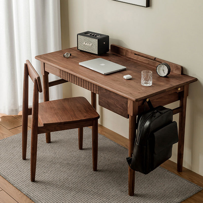 Nordic solid wood black walnut desk modern simple light luxury log cherry wood computer desk writing desk