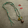 Accessories, wooden pendant with tassels, necklace, sweater, cotton and linen, new collection, simple and elegant design