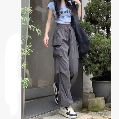 Women's Black Work Pants Jazz Dance Loose Slim Straight Leg Sport Pants Stylish Fashion Casual Straight Leg Bootcut Pants