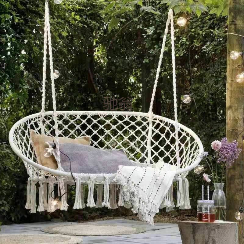 Ins Double Chair Internet Popular TikTok Indoor and Outdoor Balcony Swing Cradle Woven Tassel Hanging Basket Hammock Hammock Hammock Ins Double Chair Internet Popular TikTok Indoor and Outdoor Balcony Swing Cradle Woven Tassel Hanging Basket Hammock Hammock Hammock