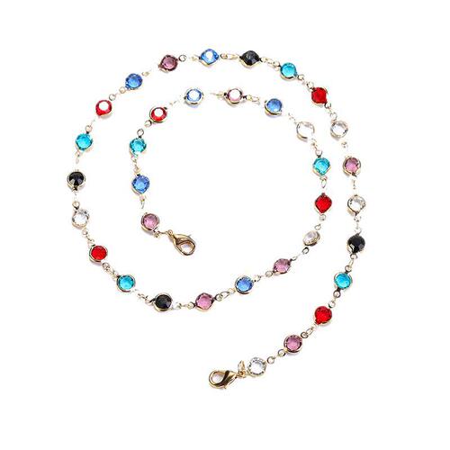 Japanese and Korean new pearl chain glasses accessories fashionable colorful crystal pendant glasses anti-fall lanyard necklace