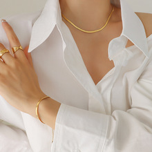 欧美ins刀片链个性百搭18K金蛇骨链小众设计辣妹项链手链首饰套装