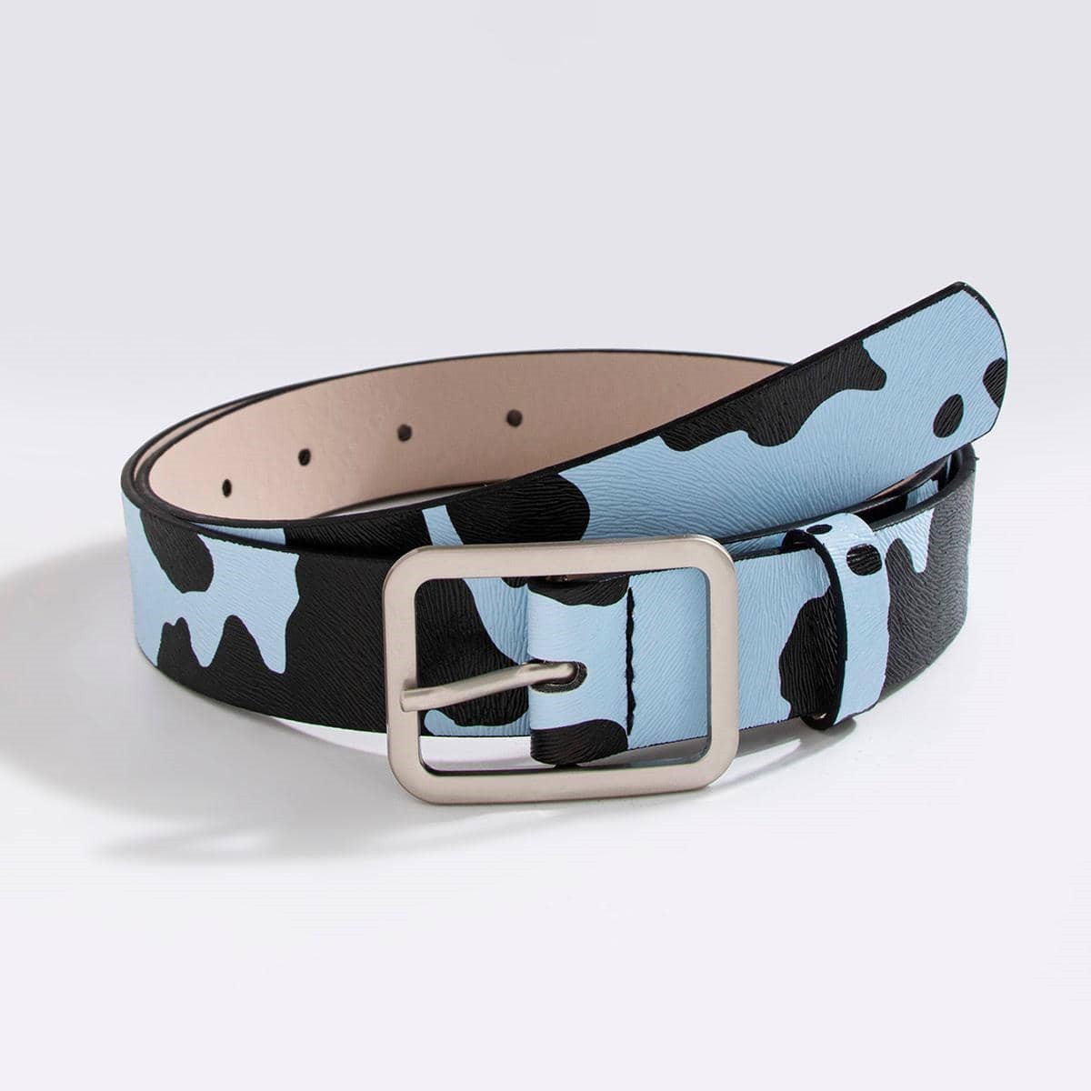 Spot New Day Buckle Black And White Cow Pattern Horsehair Women's Fake Hair Fashion PU Belt_voghion.com