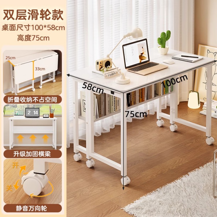 Escritorio móvil, apartamento pequeño, escritorio para computadora en el hogar, dormitorio, mesa de aprendizaje simple, mesa plegable de banco de trabajo