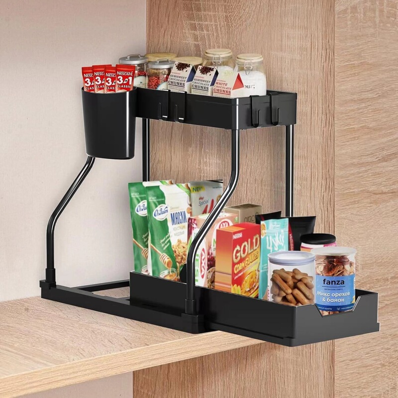 Kitchen Sink Sanitary Storage R-Type H-Type Storage Rack Pull-Out Desktop Space-Saving Sliding Design Storage Kitchen Sink Sanitary Storage R-Type H-Type Storage Rack Pull-Out Desktop Space-Saving Sliding Design Storage