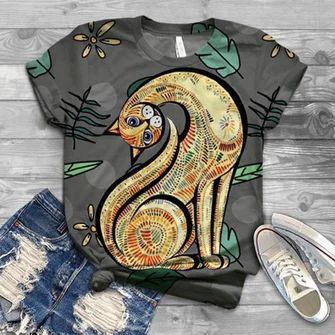 2025 new European and American foreign trade leisure Joker fashion trend leisure animal pattern short sleeve round neck T-shirt