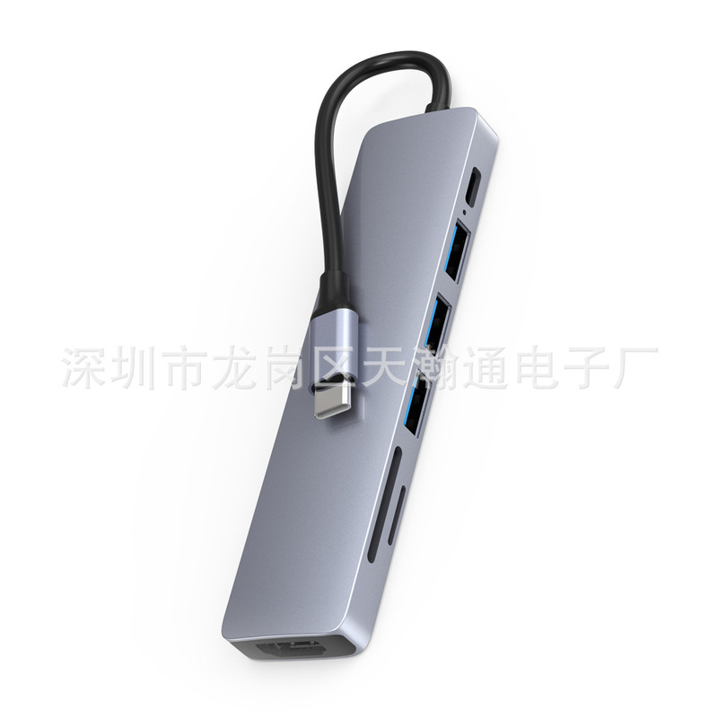 USB C Hub Multi-Port Adapter 7 in 1 Encrypted Dog with 4K HDMI Output, 1 Usb3.0