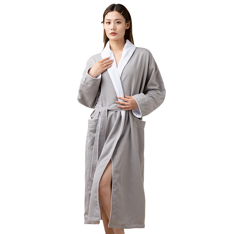 Hotel de salón de belleza doble capa Albornoz de mujer Albornoz de hotel de invierno engrosada para hombres y mujeres ropa de hogar pijamas de longitud media